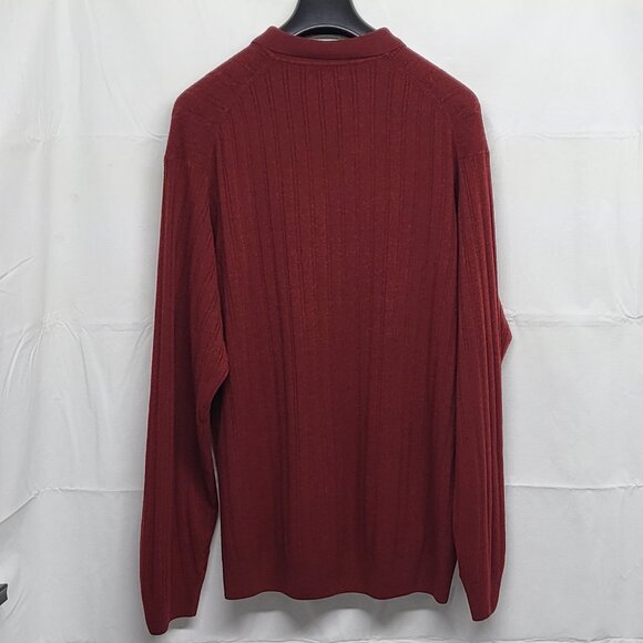 Vintage Dockers Mens Sweater Polo 3XLT Cable Knit Long Sleeve Collar Burgandy - Picture 7 of 12